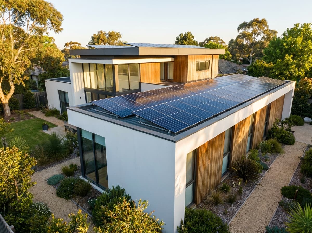 Maison individuelle équipée de panneaux solaires